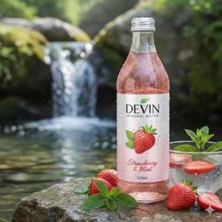 Минерална вода Девин с вкус на ягода и мента