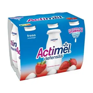 Yogur Lcasei Líquido Fresa Danone Actimel Pack 6x100 Gr.