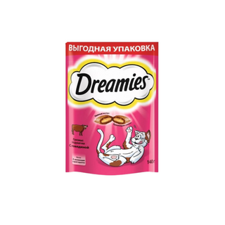 Лакомство для кошек Dreamies подушечки с говядиной, 140г  4607065375331