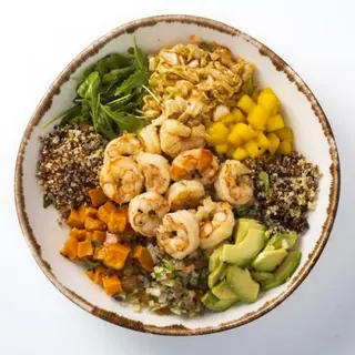 Bowl de gambas y kimchi