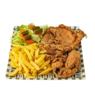 1/2 Pollo Broaster + Patatas + Arroz + Refresco