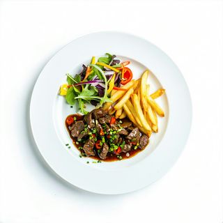 Lomo Con Papas Fritas Y Ensalada