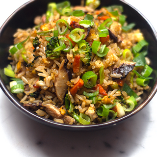 wok de arroz  pollo  y ternera