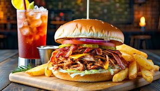 Hofmade smashed beef burger menu si suc la alegere