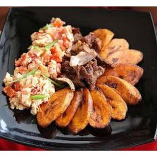 Plantain, Egg, Asun and Sausage