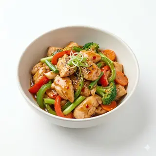 81P.Pollo con salsa japonesa Agripicante y verdura