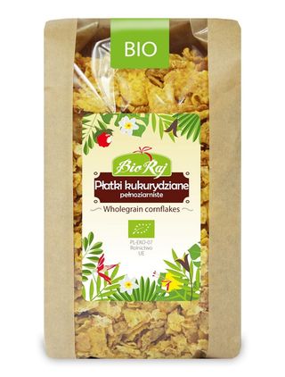 PŁATKI KUKURYDZIANE PEŁNOZIARNISTE BIO 200 g - BIO RAJ