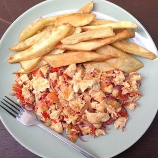 Fried Sweet Potato + Egg Sauce 