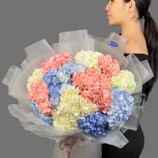 цветы Букет из 15 Гортензии микс 