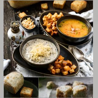 Supă-cremă de ciuperci cu crutoane