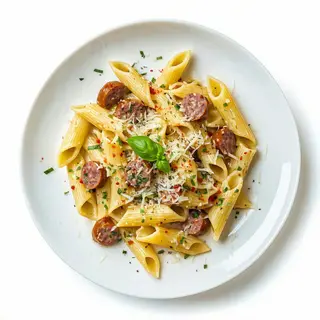 Penne gorgonzola panna e salsiccia
