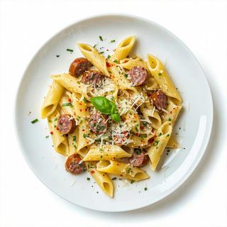 Penne gorgonzola panna e salsiccia