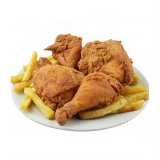 Medio Pollo Broaster Con Patatas Y Ensalada