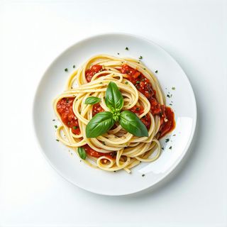 Spaghettoni di salsa di pomodorini datterino fresco e basilico fresco