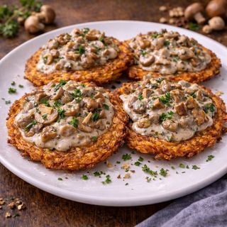 Fuczki z sosem z grzybów leśnych