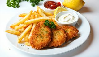 Snitel de curcan cu cartofi prajiti