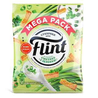 Сухарики пшенично житні зі смаком Сметана із зеленню 150г