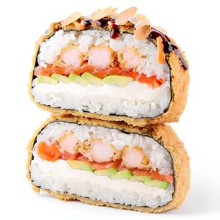 Суші бургер лосось-креветка (гостра)