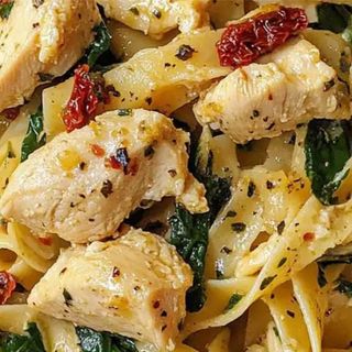 Tagiatelle z Kurczakiem oraz Szpinakiem