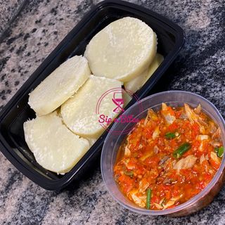 Boiled Yam And Mackerel Sauce