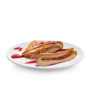 Naleśniki z serkiem czekoladowym i musem truskawkowym