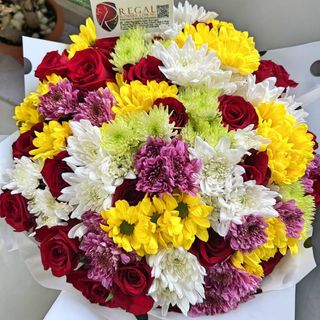 Roses & Mixed Chrysanthemums - Entry (Mixed Chrys & 2 roses)