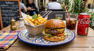 Menù Hamburger di carne con patatine fritte e bevanda