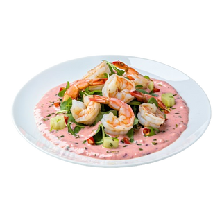 Ensalada De Gambas Con Salsa Rosa Y Piña