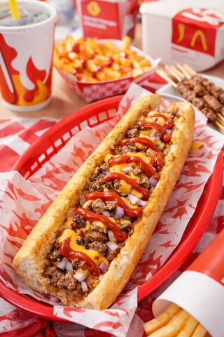 Menu Pain Brochette Bœuf (Frites + Boissons)