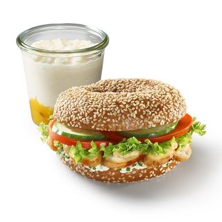 Zestaw Śniadaniowy Bajgiel z kurczakiem + Puding ryżowy z Mango 