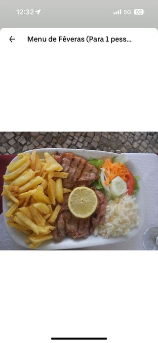 Menu de Fêveras para 1 Pessoa