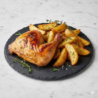Ración De Trasero De Pollo Al Limón Con Patatas