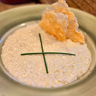 Risotto de formatge amb cruixent de Parma