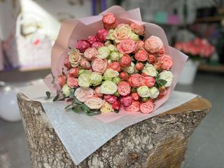 Pink and white spray roses 