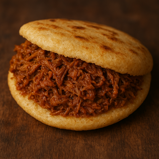 Arepa con carne mechada