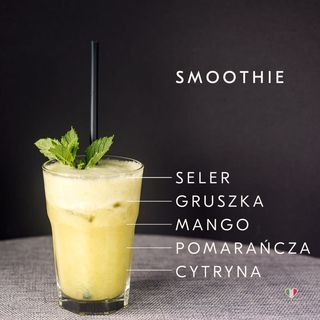 Smoothie seler, gruszka, mango, pomarańcza, cytryna