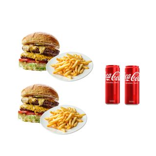 2 броя Double Cheeseburger с картофки и Кока Кола