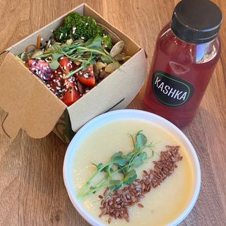 Кашка суперовочева+крем-суп+лимонад