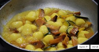 Gnocco con Zucchine Speck di Norcia e Zafferano