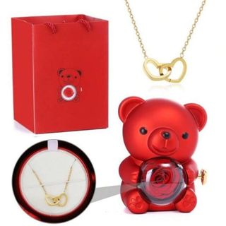 Orsetto con rosa e collana 