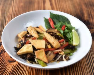 Рисова локшина з овочами та сиром Тофу (280г)