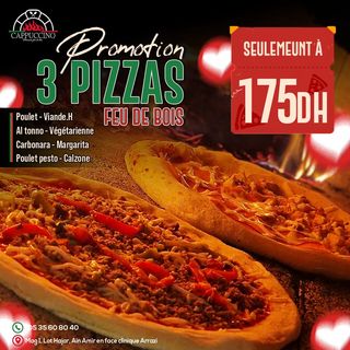 3 Pizza à 175dh !