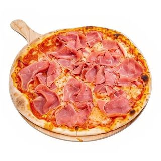 Pizza con jamón de York y pimientos