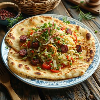 Langoș cu varză și cârnat