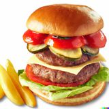 Двоен телешки бургер с кашкавал и яйце (450г)