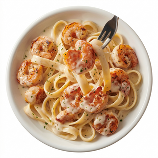 Fettuccine Alfredo Con Langostinos