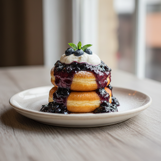 Papanasi cu dulceata de afine si smantana