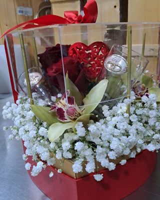 Arranjo em Caixa com Estampa Prata