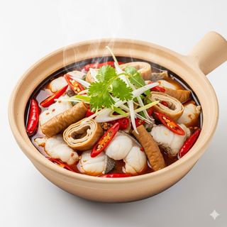 Filetti di pesce con budella di maiale 肥肠鱼片