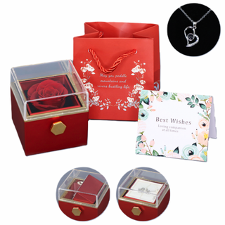Rosa Preservada con Colgante para Regalo (Roja)